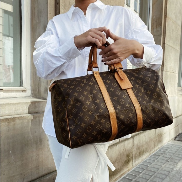 Authenticated Louis Vuitton LV CarryAll 55 Speedy Travel Duffle Bag Luggage - Picture 2 of 16